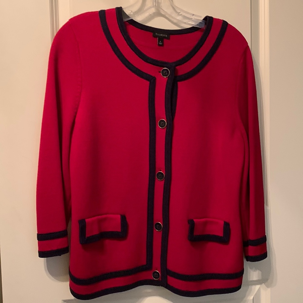 Talbots Elegant red and black sweater